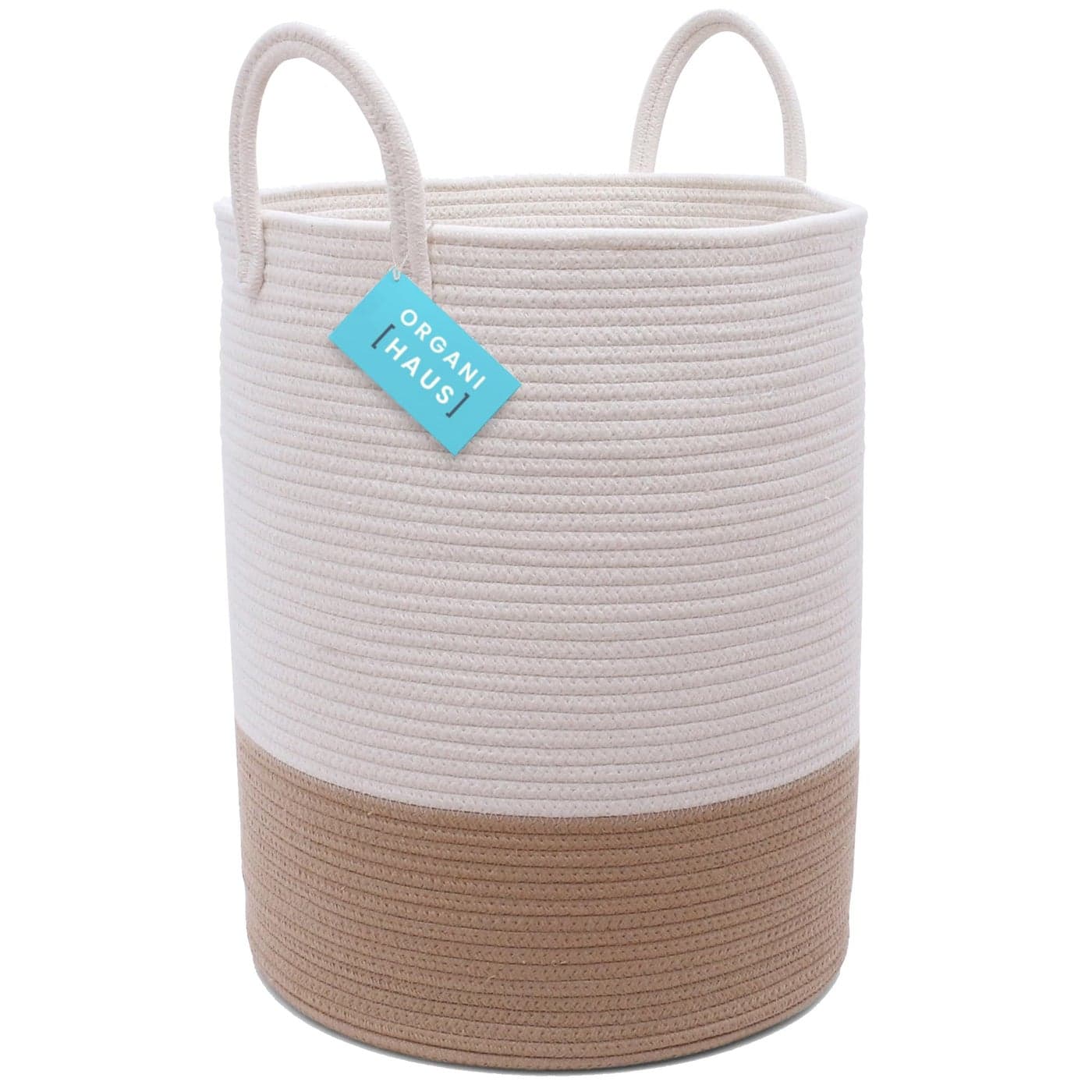 OrganiHaus Boho Laundry Basket 15x18 Baby Hamper for Nursery Boy Basket for Toys Basket for Blankets fror Living Room Large Woven Basket for Storage Towel Basket Blanket Basket Honey