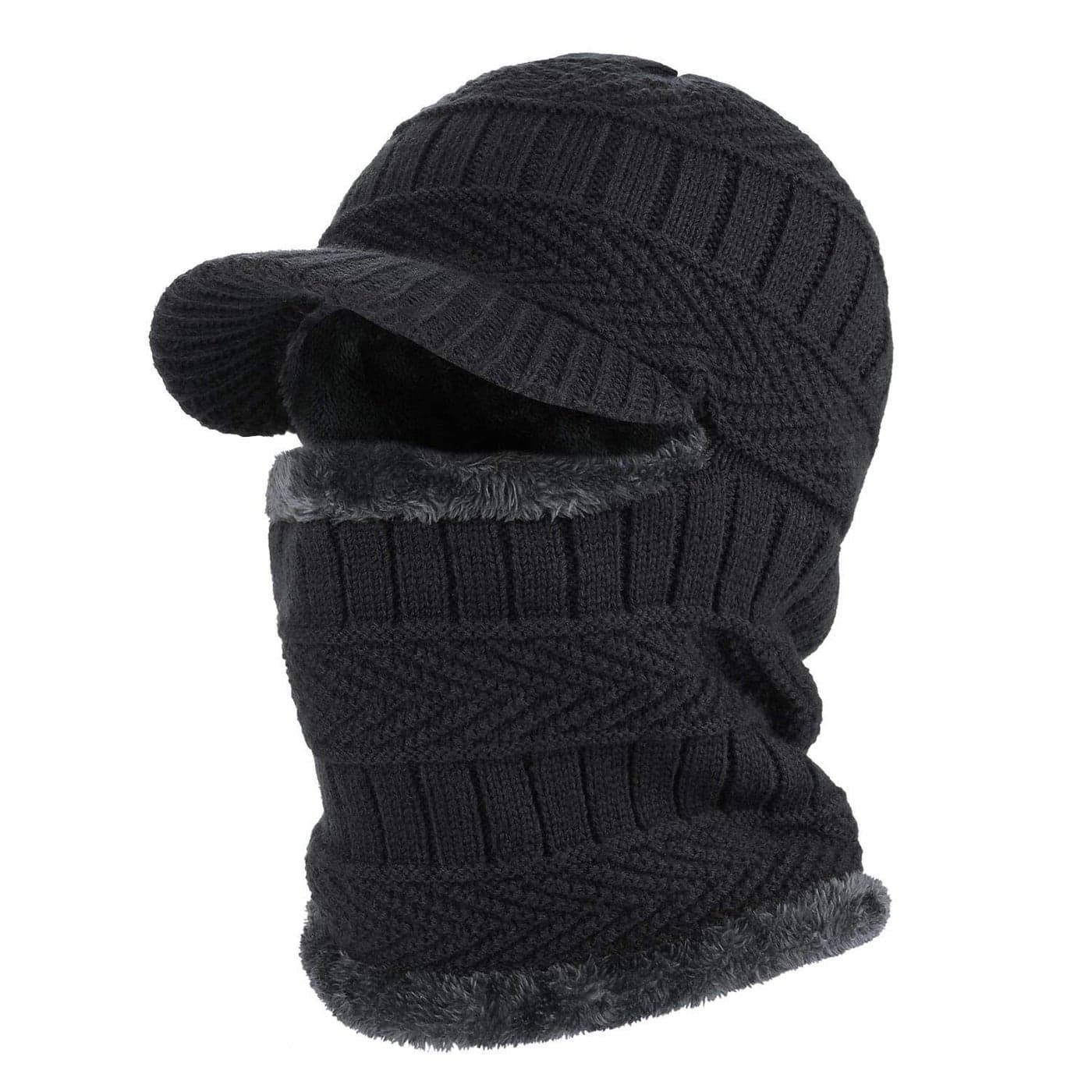 TAGVO Winter Unisex Knitted Balaclava Face Mask Cover Thick Warm Fleece Lining Beanies Hat Elastic Neck Warmer, Windproof Thermal Skiing Mask for Adults Outdoor Sports