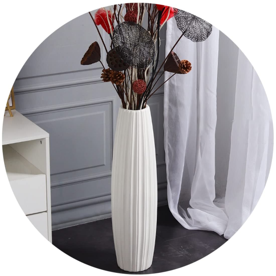 White Tall Floor Vase 28 Ceramic Large Vase Decorative Flower Vases for Modern Home Decor Living Room Office Bedroom Kitchen Wedding Centerpieces Farmhouse Dcor