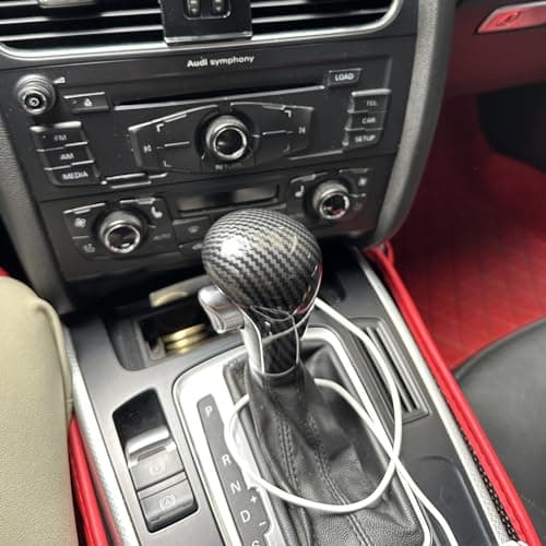NEOLVZT Carbon Fiber Gear Shift Shifter Knob Cover Cap Trims for Audi A4 B8 A5 A6 C6 2008-2012 Q5 Q7 (08 A4)