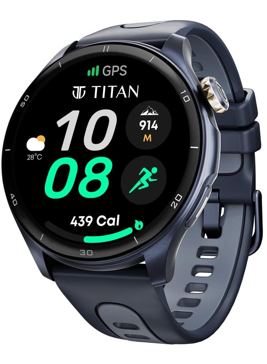 Celestor Smart Watch 1.43"AMOLED Round Display, Opto-Mechanical Crown, In-Built GPS, Altimeter, Barometer, Compass, BT Calling Blue / Blue