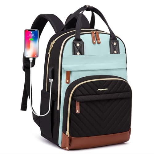 Laptop Backpack for Women Work Bookbag 156 Inch College Backpacks with USB Charger School Bag Waterproof Travel Computer Back Pack AntiTheft Casual Bookbags for Girls Teacher Nurse BlackLightBlue