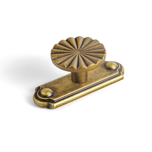 Goo-Ki 1.5'(38mm) Dia Antique Brass Cabinet Knob with Timeless Drawer Backplate, Zinc Alloy Flower Design Drawer Knobs,Retro Style,6 Pack