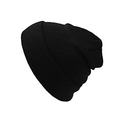 kydely Cap911 Unisex Plain 12 inch long Beanie, Black, One Size
