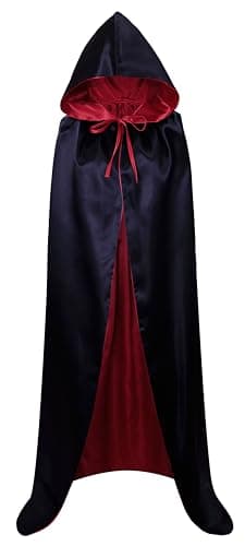 VGLOOK Unisex Christmas Halloween Witch Party Reversible Hooded Adult Vampires Cape Cloak (black/red)