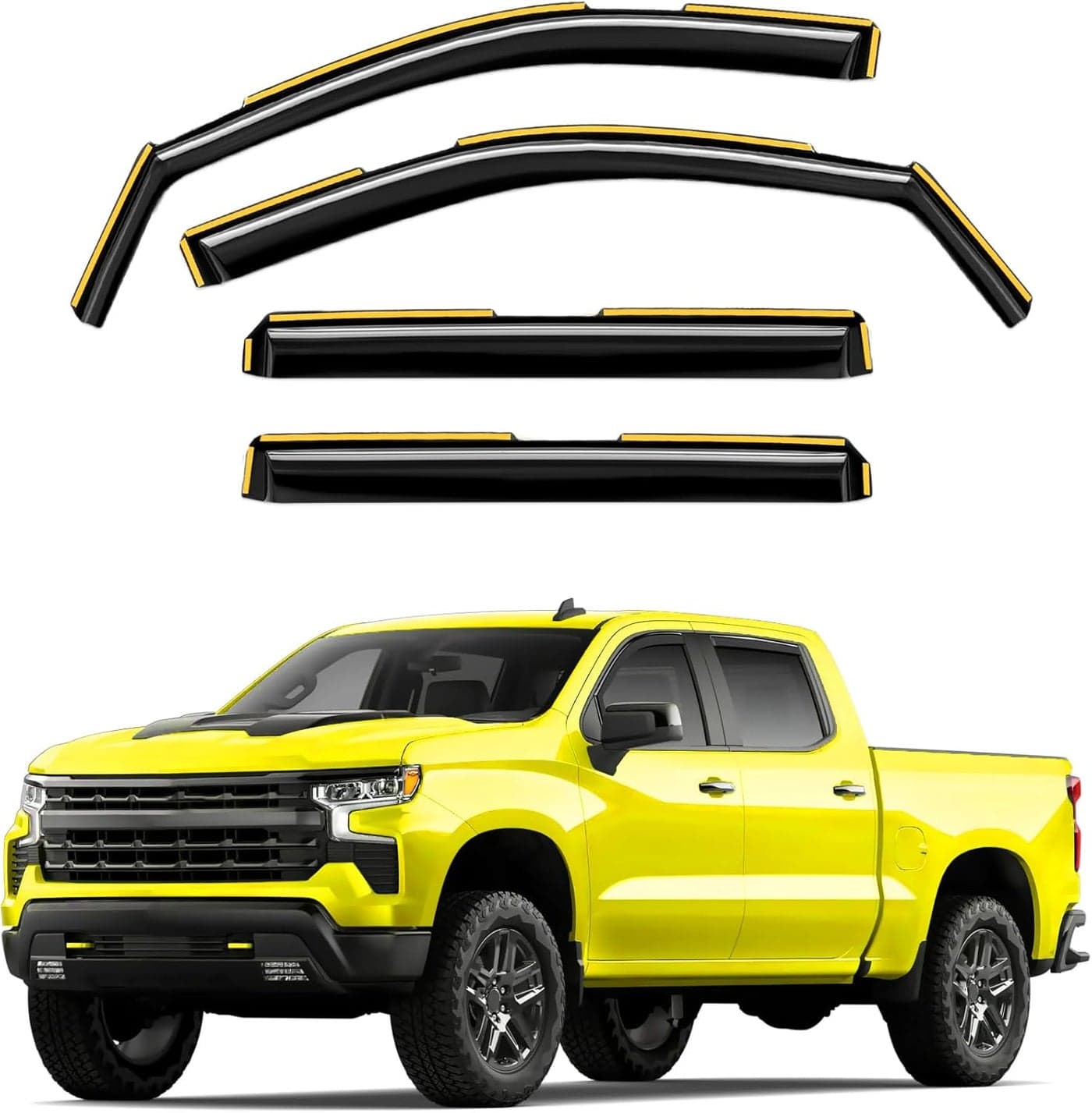 Deejecsun In-Channel Window Rain Guards for Chevy Silverado 1500/GMC Sierra 1500 (2019-2026) Crew Cab