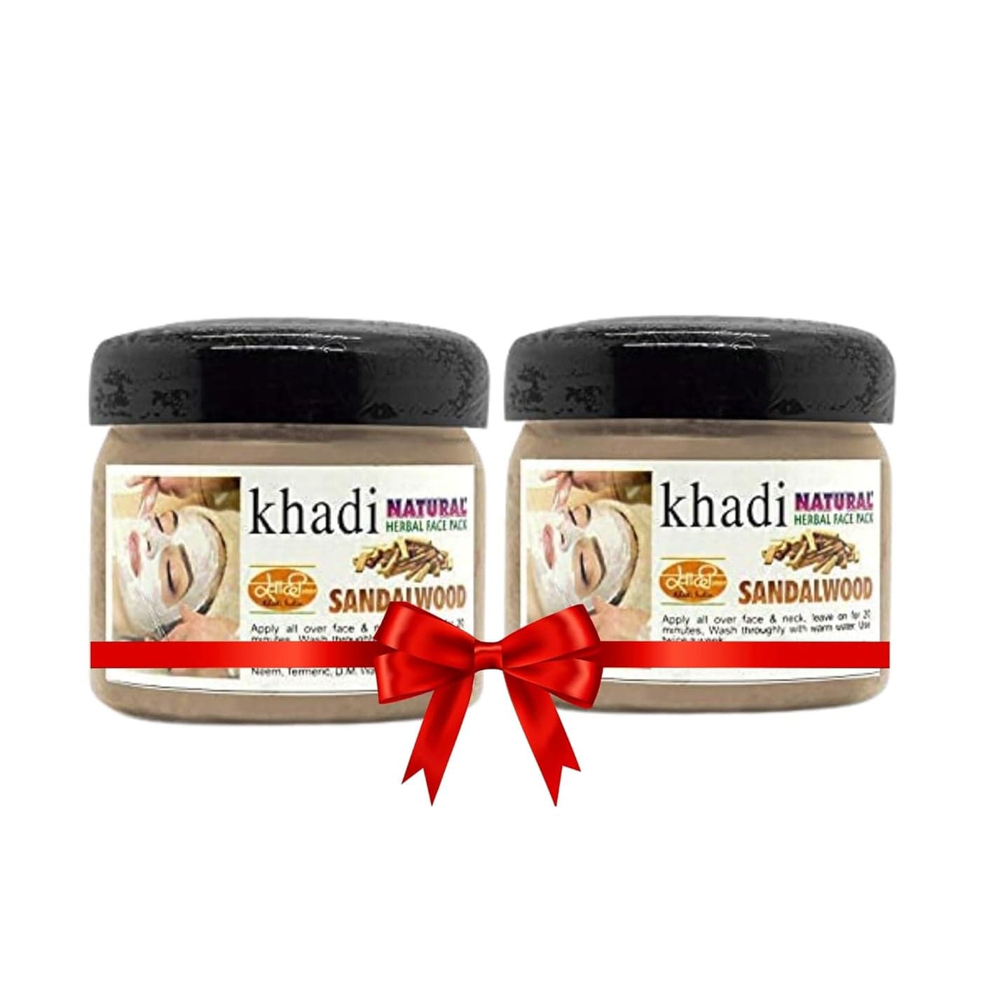 Khadi Natural Herbal Sandalwood Face Pace for Glowing Skin with Multani mitti Neem Turmeric Mulethi Nourishing Face Pack for All Skin Types Brighten Revitalize Your Skin Soothing Hydrating 200 ml pack of 2