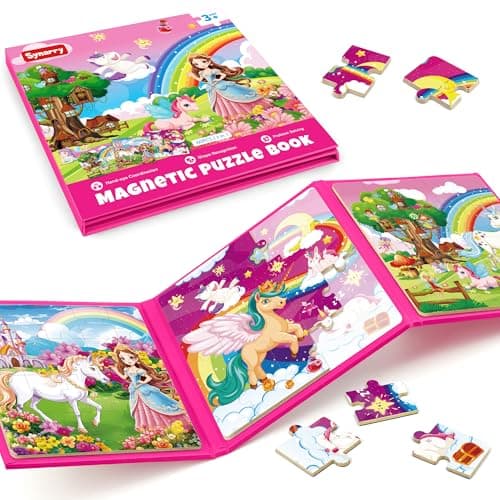 SYNARRY Unicorn Princess Fairy Magnetic Puzzles for Toddlers 35 Girls 20 Pieces Travel Puzzles for Kids Ages 46 Easter Basket Stuffers for Kids Car Airplane Road Trip Activities Magnet Games Toy