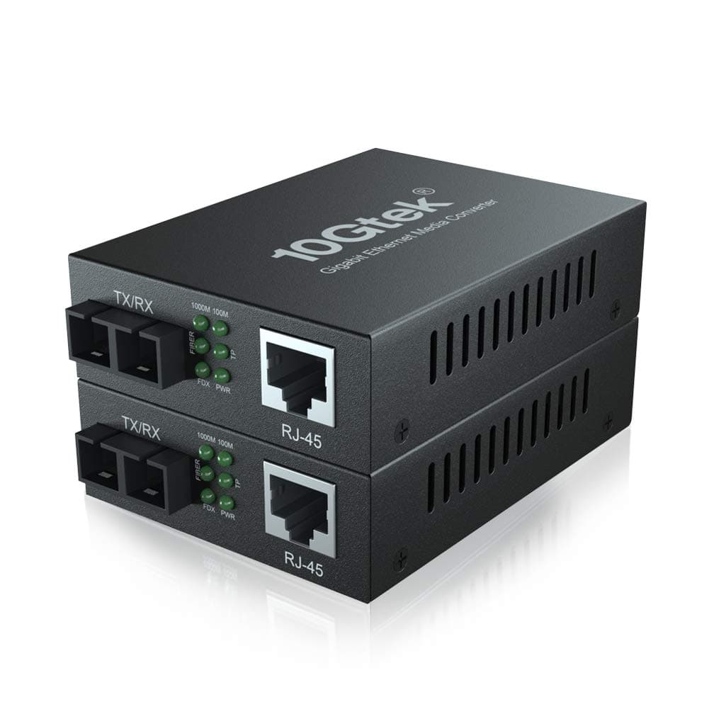 10Gtek 125G Gigabit MultiMode Fiber to Ethernet Media Converter MMF Dual SC Fiber to Ethernet Copper RJ45 Converter for 101001000BaseTx to 1000BaseSX UL Certified up to 550m Pack of 2
