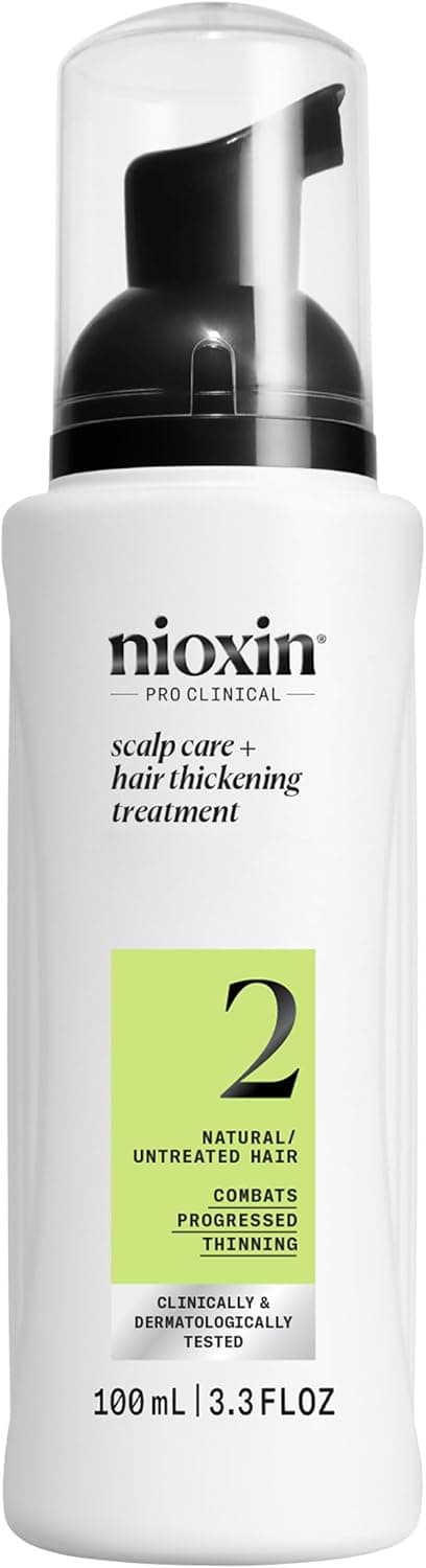 Nioxin System 2 Hair Thickening System For Natural Hair with Progressed Thinning Biotin Niacinamide Shampoo Conditioner Serum