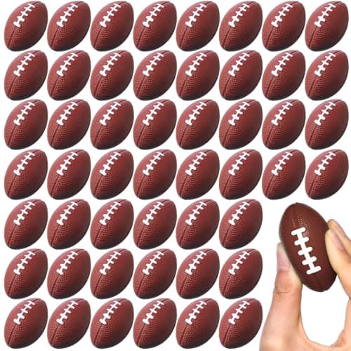 Blulu 50 Pack Mini Football Bulk 217 Foam Football Party Favor Small Sports Valentines Stress Ball for Back to School First Year Down Birthday Homecoming Game Party Bag Gift FillerDark Brown