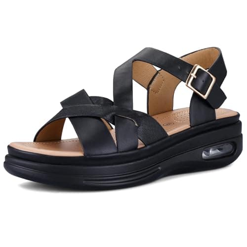 mysoft Women's Walking Sandals Comfortable Air Cushioned Support Ankle Strap Dress Sandals