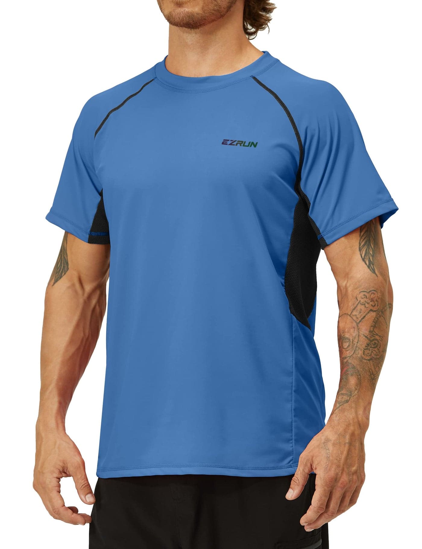 Men's Rash Guard Swim Shirts Summer UPF 50+ UV Sun Protection Quick Dry Beach Fishing Water Shirts T Shirts for Men(Sapphire,4XL)