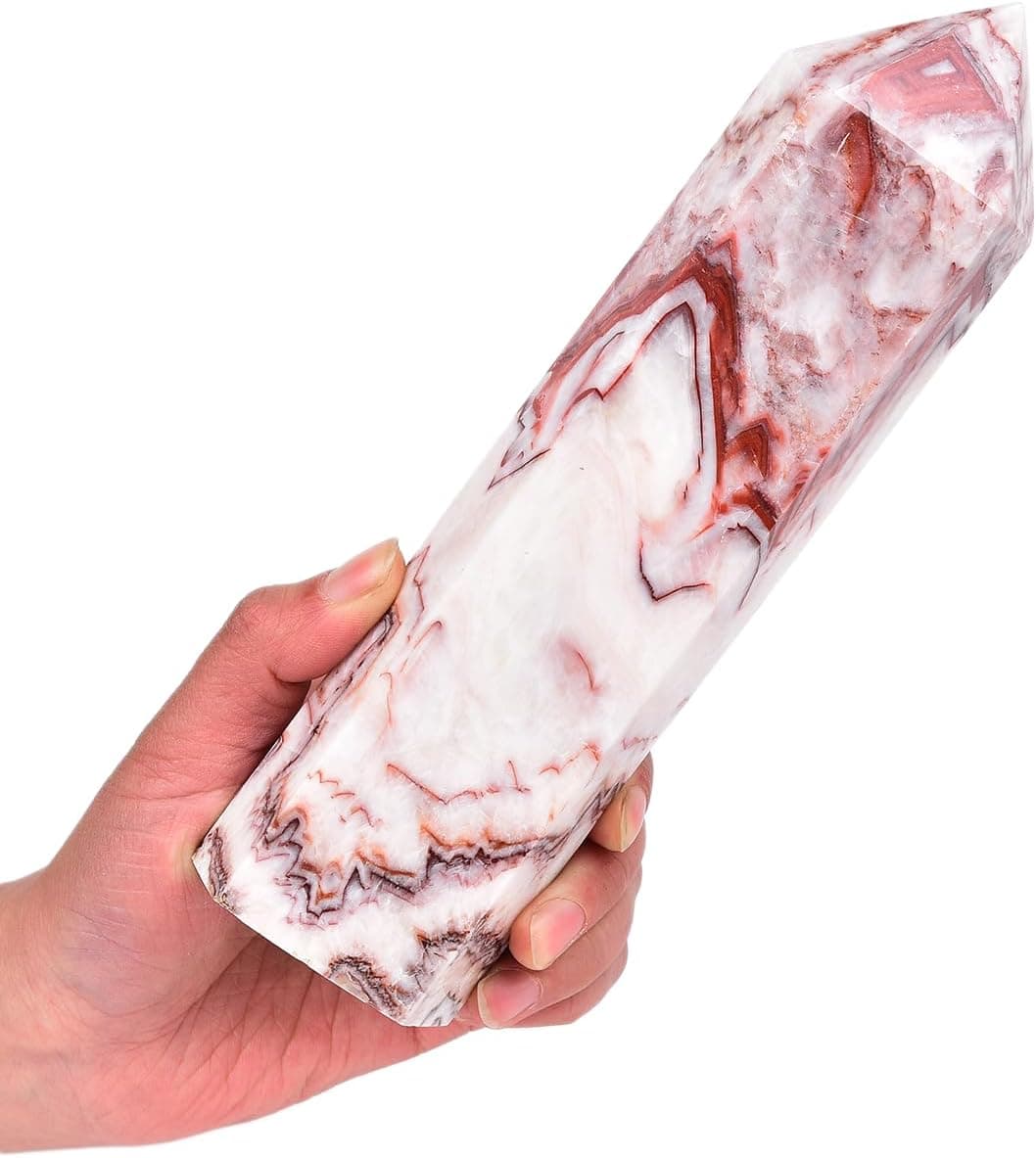 JIC Gem Extra Large Colorful Quartz Crystal Wand 6 Faceted Column Obelisk Tower Crystal Point Decor Witchcraft 2.2-2.8 LBS