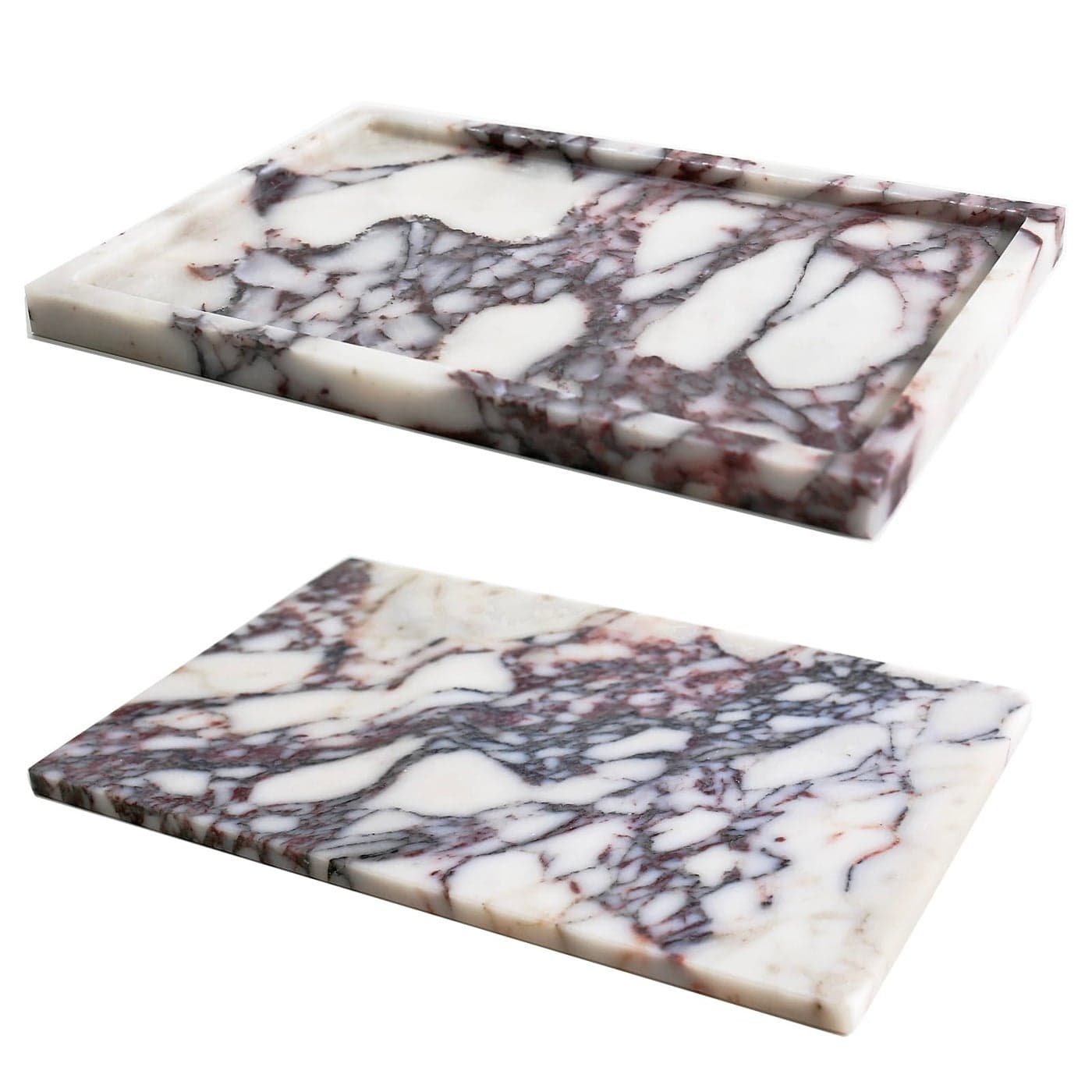 Real Luxurious Natural Marble Vanity Tray Genuine Marble Storage Tray for Home Decor Stone Tray for BathroomKitchenVanityDresser NonResinNonCeramicViola Tablet Set