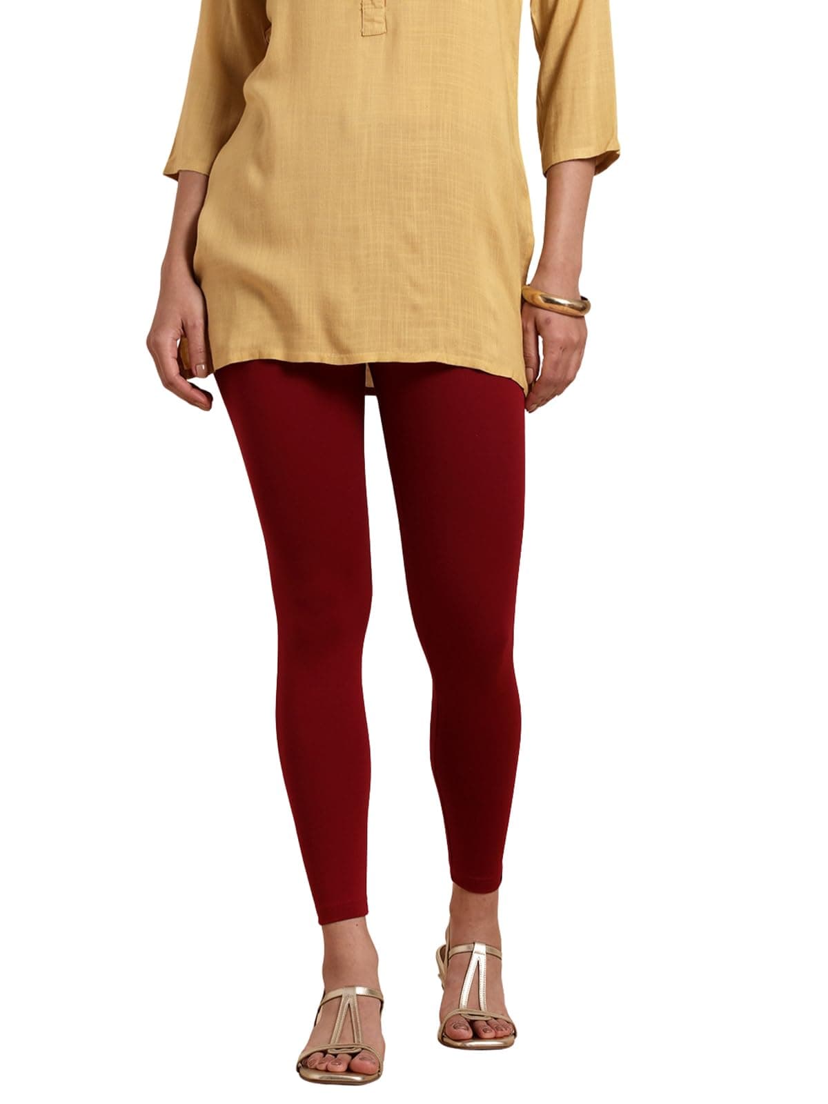 TWIN BIRDS Ankle Leggings for Women | Super Stretchable Cotton Elastane Legging | Wide Waistband | Daily Casual & Kurti Wear
