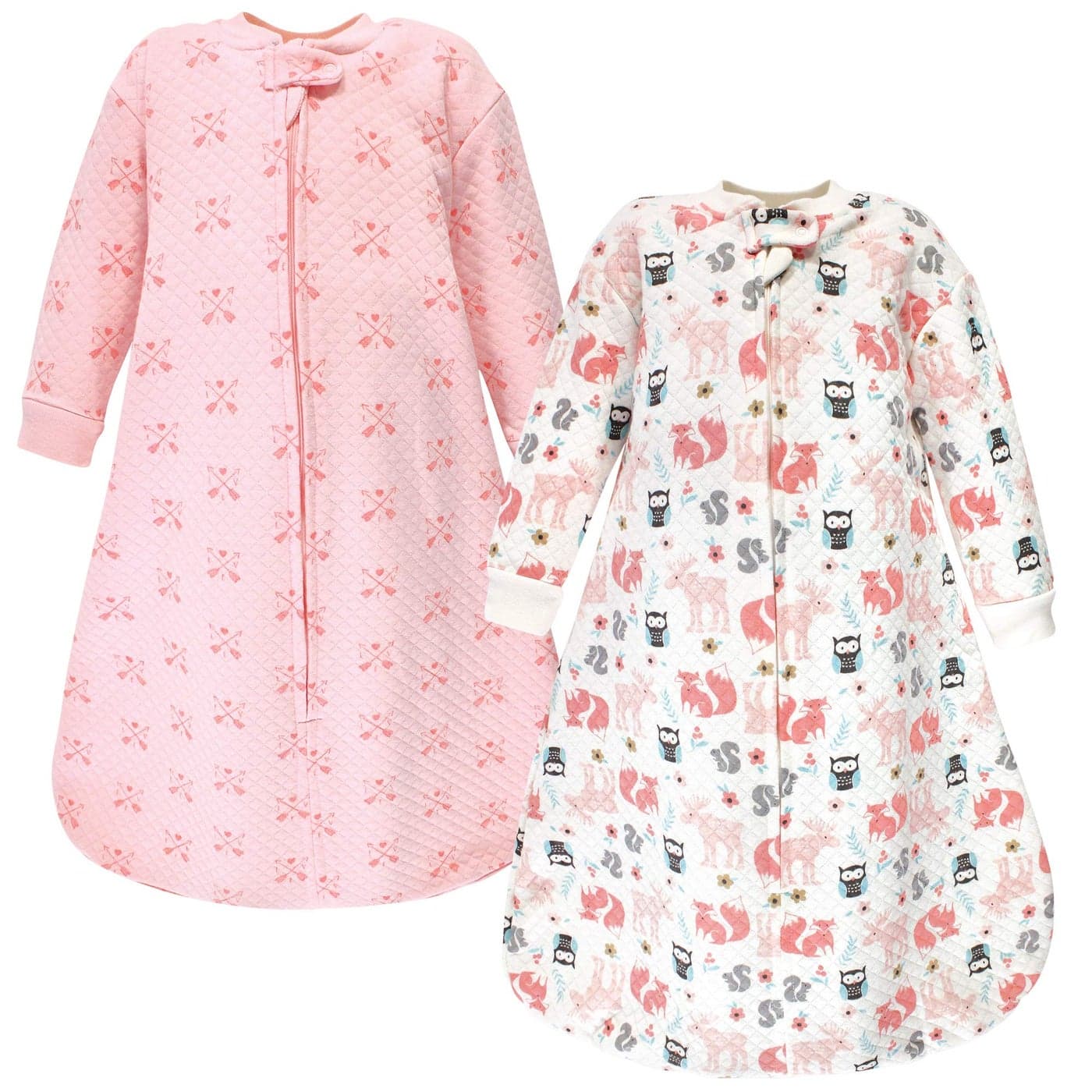 Hudson Baby Unisex Baby Premium Quilted Long Sleeve Sleeping Bag and Wearable Blanket Girl Forest 1218 Months