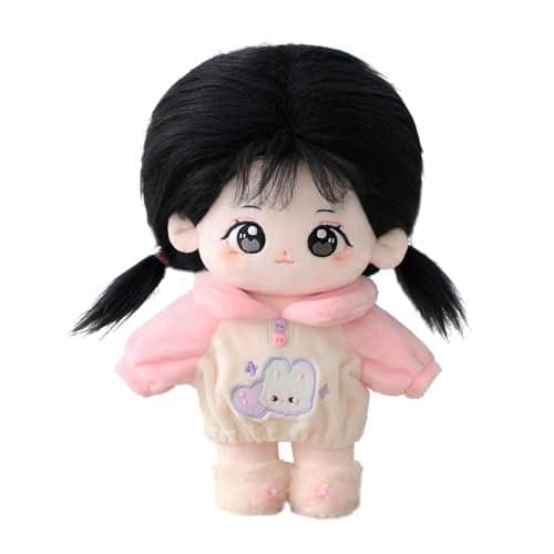 CALEMBOU Plush Doll, 20cm Cute Cotton Doll with Skeleton, Anime Plushies Soft Stuffed Dress Up Dolls, Kawaii Plush Toys Gift Come with Clothes (Doll&Clothes-Doufu-B)