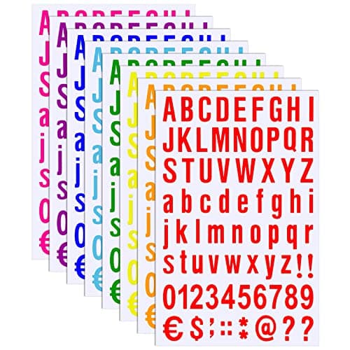 8 Sheets Self Adhesive Vinyl Letters Numbers Kit, Mailbox Numbers Sticker for Mailbox, Signs, Window, Door, Cars, Trucks, Home, Business(1 Inch,8 Colors Set)
