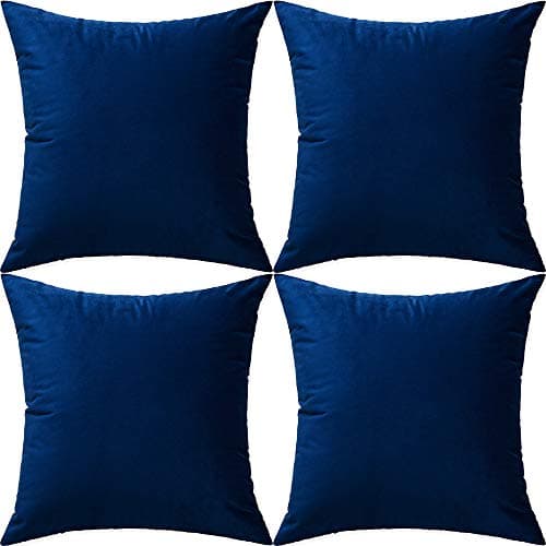 Artaimee Navy Blue Velvet Throw Pillow Covers 18x18 (Set of 4) – Soft, Smooth Cushion Covers for Sofa, Bed, Couch & Home Décor