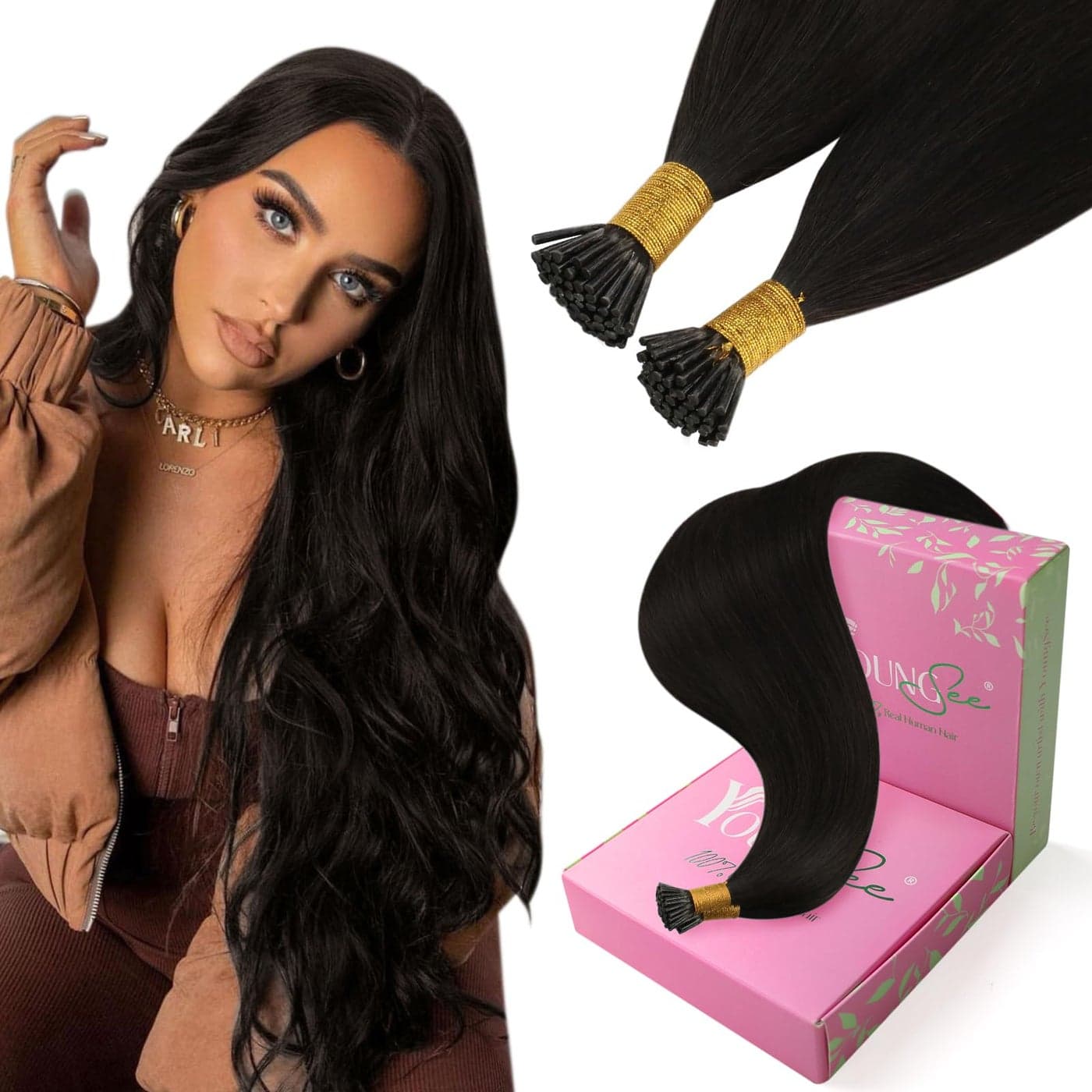 YoungSee Itip Hair Extensions Real Human Hair Dark Brown Itip Hair Extensions Brown 20Inch Keratin Tip Hair Extension Human Hair Darkest Brown Office Hair 50s 50g Cold Fusion Hair Extension Shiny