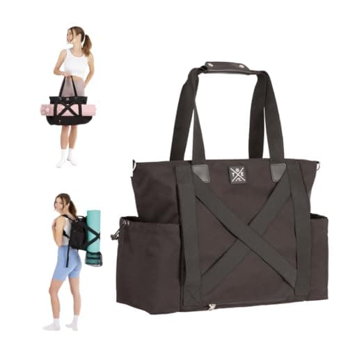 Trulee x Erica Yoga Mat Bag with Convertible Backpack Straps, Multiple Pockets, and Secure Zipper Closure (1, Black) Water Resistant and Durable, Great for Pilates, the Gym, Travel