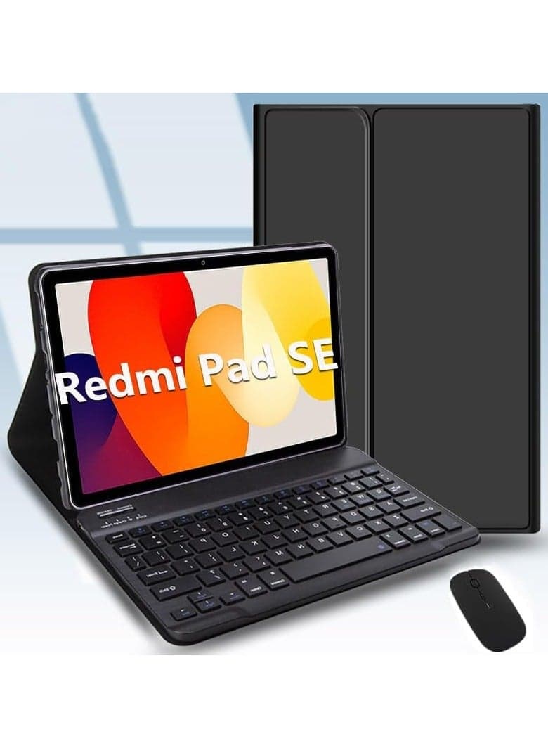 Redmi Pad SE 11 inch 2023 Tablet, Slim Protective Case with Detachable Wireless Bluetooth Keyboard Mouse