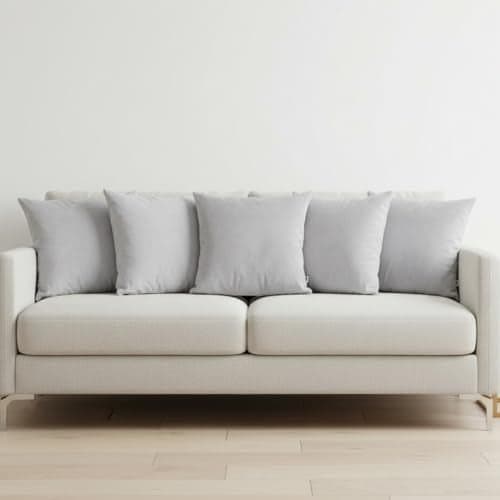 HOMEMONDE Velvet Cushion Covers Set of 5-16x16 Inch Decorative Pillow Cover for Sofa, Couch, Chair, White