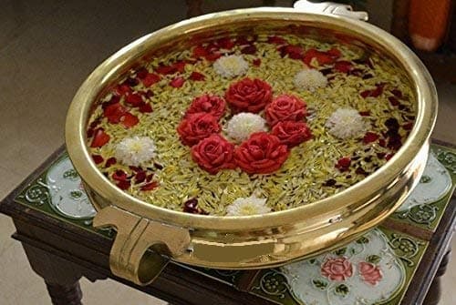 BUYERWELL Plain Brass Decorative Urli/Uruli Bowl 16 Inch Handcrafted Bowl for Floating Flowers Big Size Home Office Wedding Decor Vastu Puja Gift 500 ml