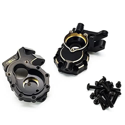 Treal Brass Inner Front Portal Covers Drive Housing Compatible with TRX4 TRX4TRX6 Crawler RC Car 2 pcs Black