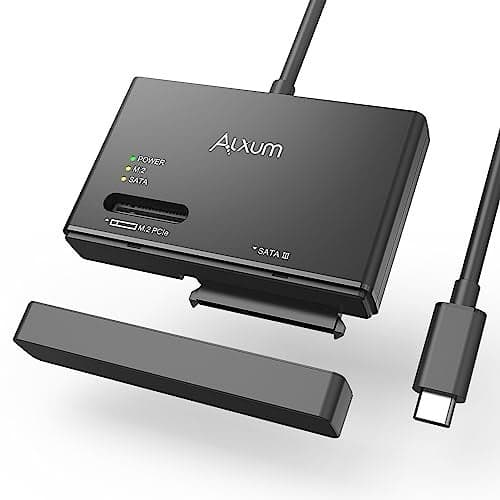 Alxum M2 NVMe SSD Enclosure Adapter USBC 10Gbps PCIe M2 to SATA Adapter SSD Reader for All M2 Sizes and 2535 SATA Drives Portable Black