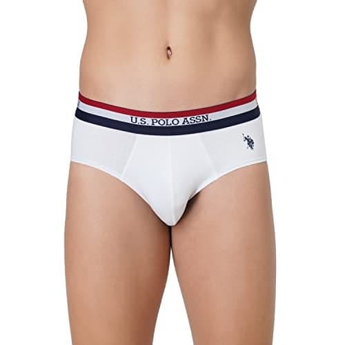 U.S. Polo Assn. Mens EB002 Anti Microbial Signature Cotton Stretch Underwear Brief -Pack of 2 White