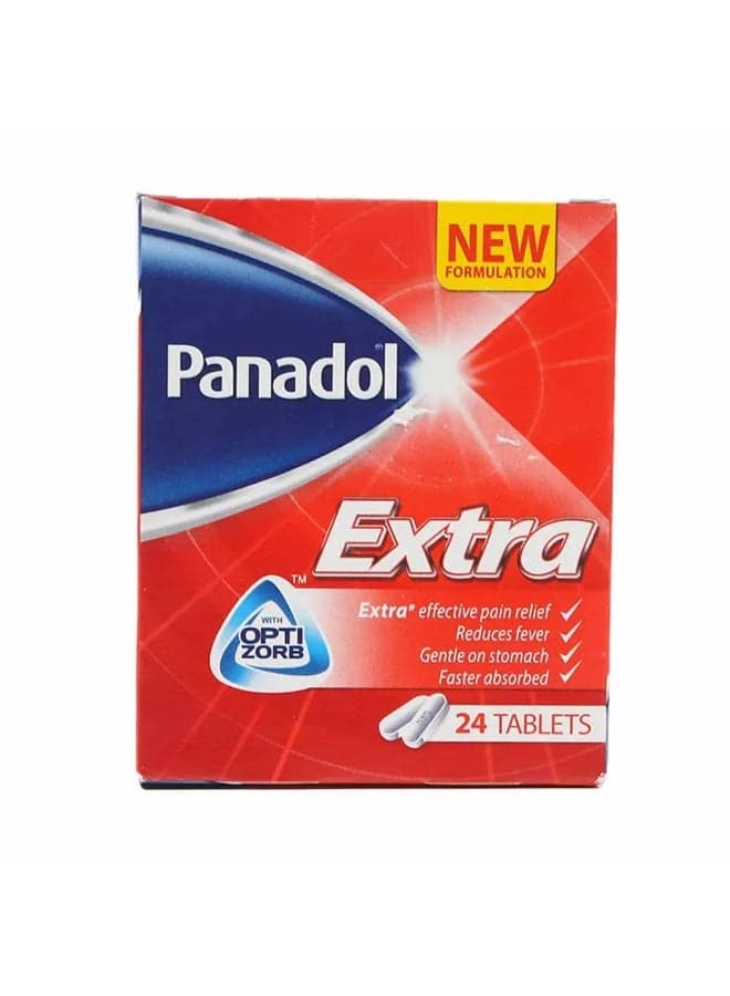 Panadol Extra with Optizorb for Fast Pain Relief for Headaches, Toothaches & Period Pain- 24 Tablets