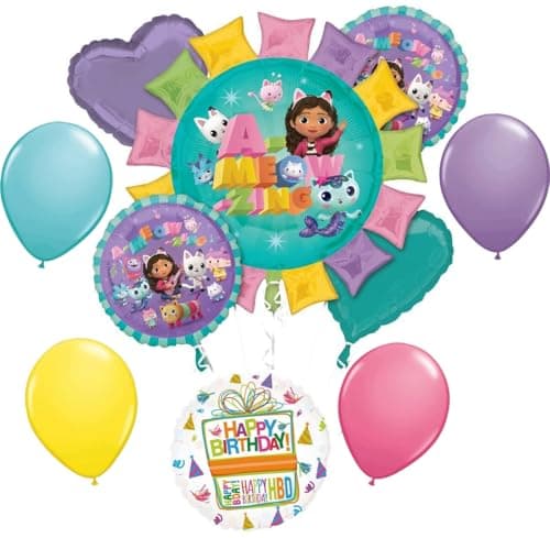 Gabbys Birthday Party Supplies Cats and Dollhouse Balloon Bouquet Decorations