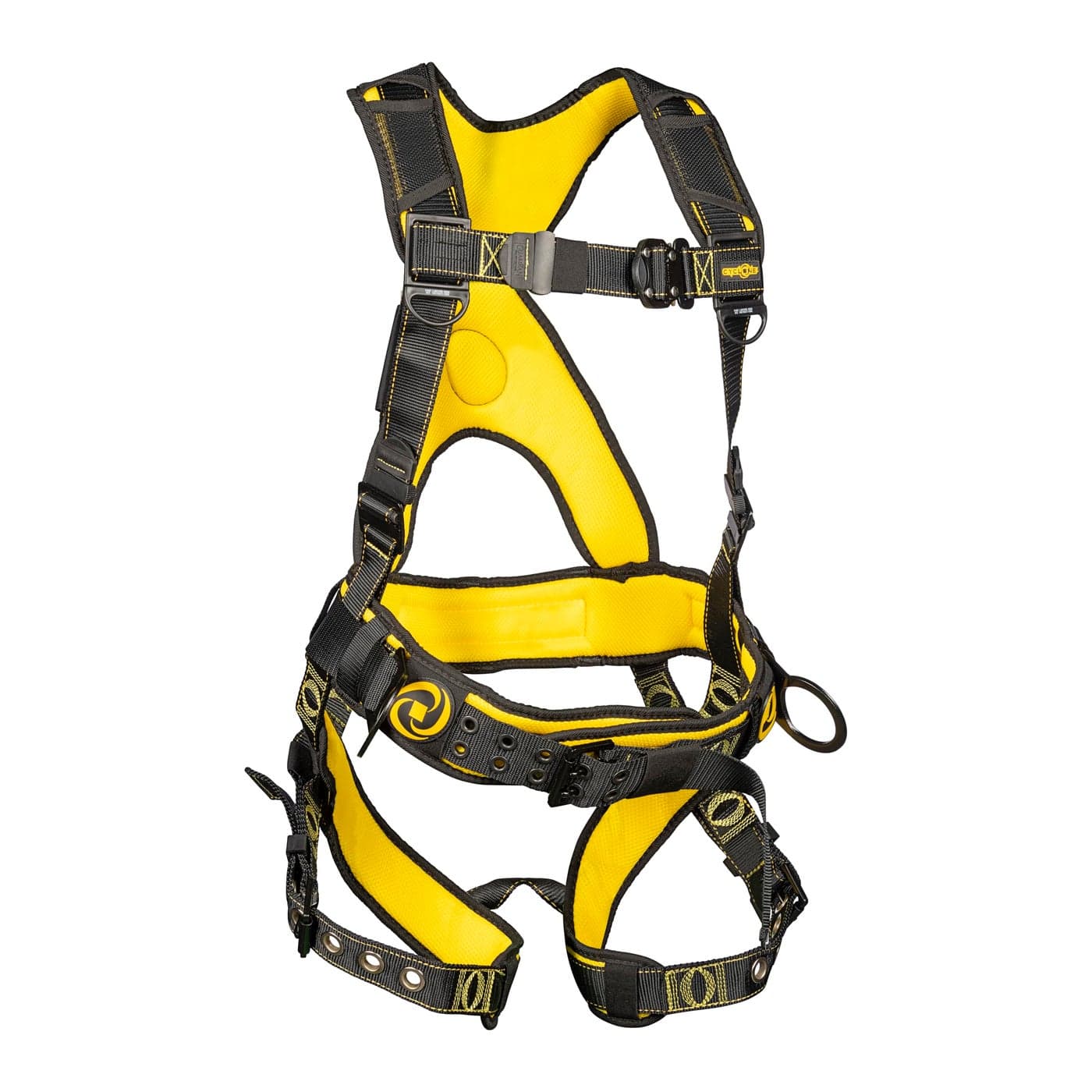 Guardian 21032 Cyclone Construction Harness with Waist Pad Side DRings OSHA ANSI Compliant BlackYellow XXL