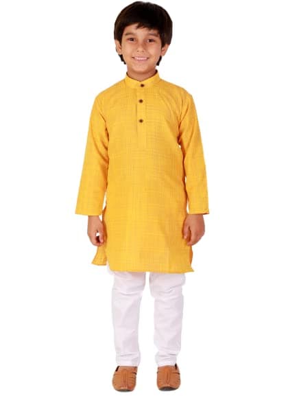 Pro-Ethic Style Developer Cotton Kurta Pajama | Traditional Style Kurta Pajama (S-155) Yellow, 11-12 Years