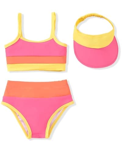 MINIFEIKO 2T Toddler Girls Bikini Swimsuit Adjustable Bathing Suit Swimming Pink 2-3T