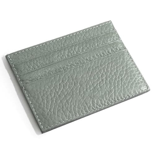 M-Plateau Credit Card Wallet, Super Slim Card Holder, Genuine Leather Wallet for Man and Women with 6 Card Slots and 1 Pocket (Light Green)