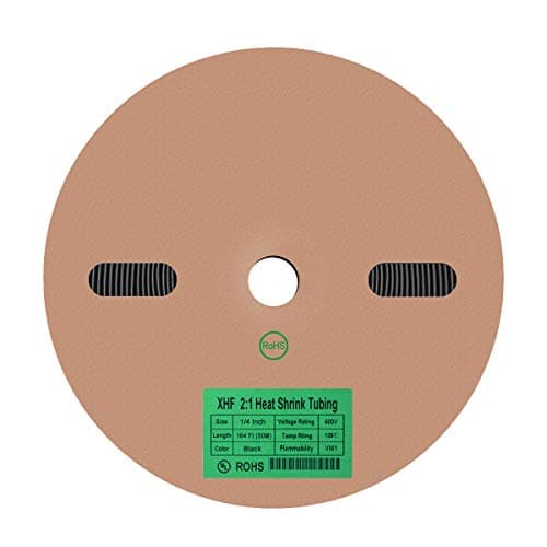 XHF UL Listed 164 FT 1/4" Heat Shrink Tubing Roll 2:1,Electrical Industrial Shrink Tube for Wire Insulation Black