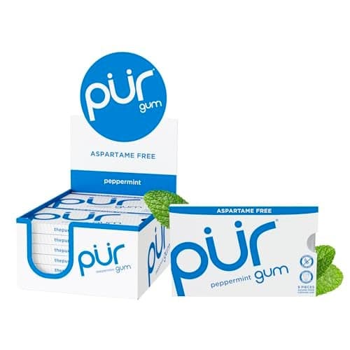 PUR Gum Aspartame Free Chewing Gum 100 Xylitol Natural Peppermint Flavored Gum 9 Pieces Pack of 12