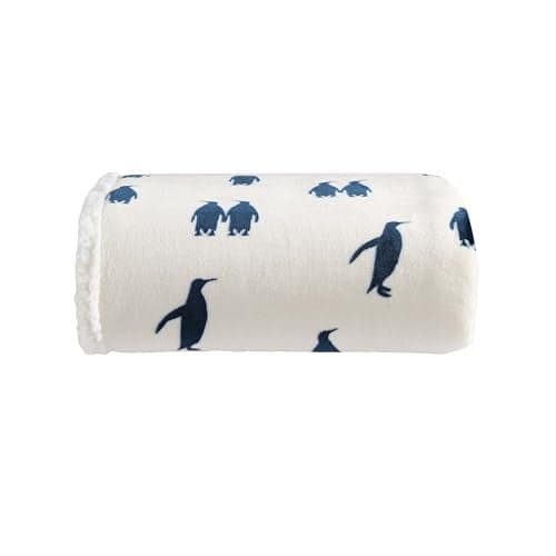 Eddie Bauer - Blanket, Ultra-Soft Plush Fleece with Faux Shearling Popcorn Fleece Reverse, Oversized Bedding for Couch or Bed (Emperor Penguin, 50" x 60")