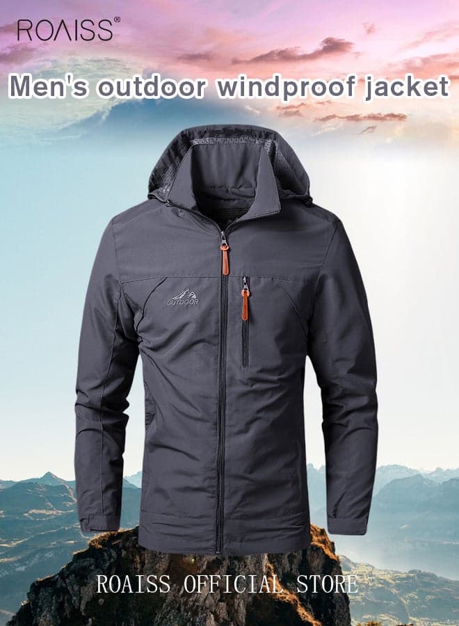 Men's Mountaineering Waterproof Jackets Male Outdoor Sports Coats Outwears Windbreaker Windproof Spring Autumn Jacket Camping Hiking Clothing Coat Grey