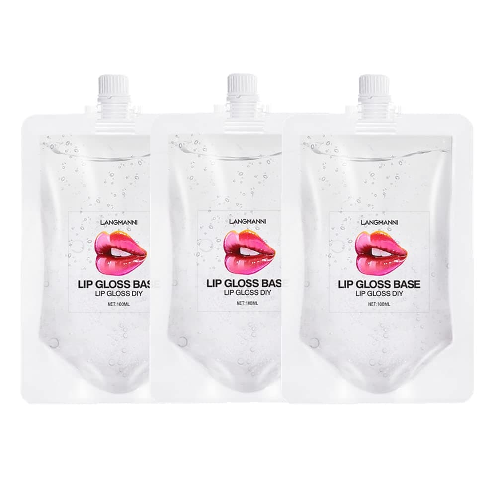 BIOKUSY Lip Gloss Base 3 Pack 10 OZ Moisturizing Clear Base Gel Shimmer Makeup Primers Lipstick Material Oil for DIY Clear 3 Pack 100ML