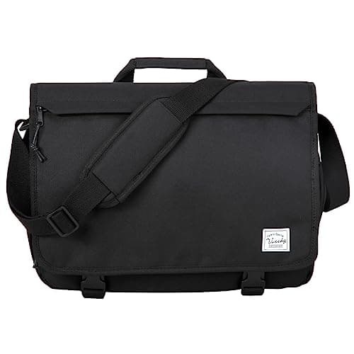 VASCHY Messenger Bag for Men,Water Resistant Casual Satchel Briefcase Fashion Work Bag Crossbody Shoulder Handbag for Women College Campus Black