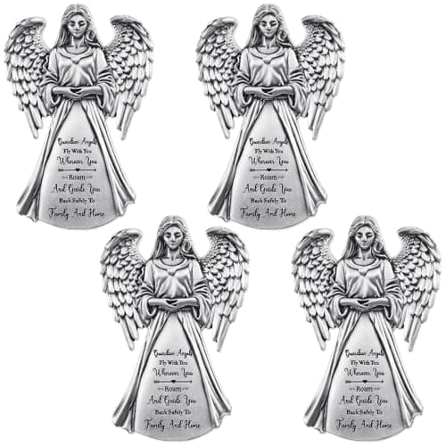 BBTO 2 Pcs Guardian Angel Sun Visor Clip Bless Travel Safely Visor Clip Car Sun for Parent Friend Driver