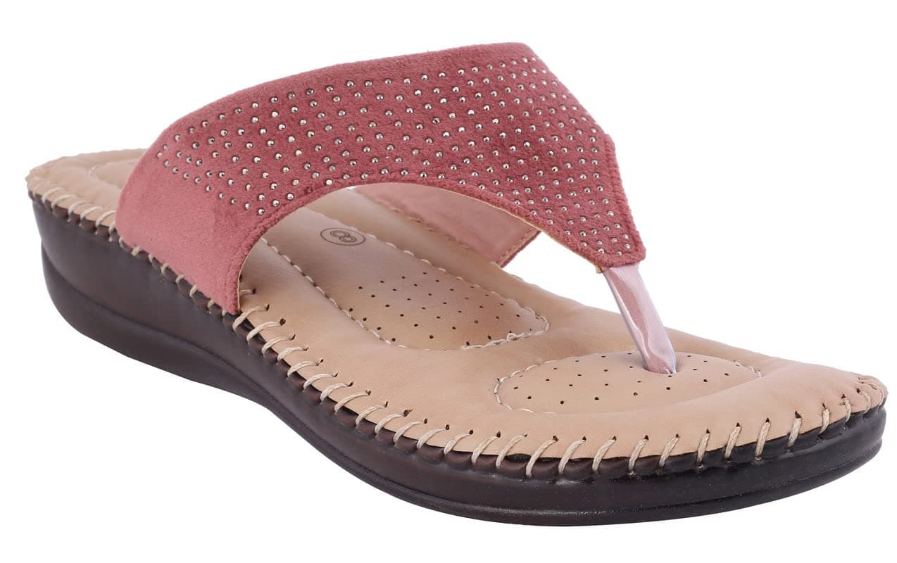 HEALTH FIT Soft Ortho Care Diabetic & Orthopedic Slippers/Doctor Chappal & Footwear with Memory Foam Women Peach-4