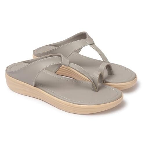 ZaySoo Womens Stylish Flat Sandals (Grey, UK Footwear Size System, Adult, Women, Numeric, Medium, 6)