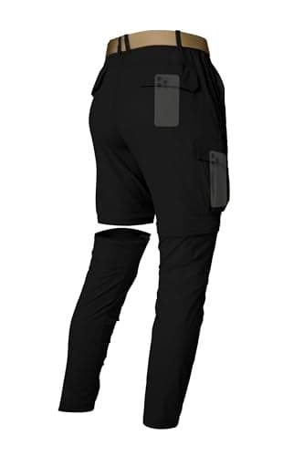 Mens Hiking Pants Lightweight Quick Dry Cargo Pants Convertible Zip Off Waterproof Travel Fishing Climbing Camping Outdoor Work Pants for Men-Black-32-S
