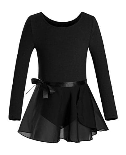DANSHOW Girls Team Basic Long Sleeve Leotard with Skirt Kid Dance Ballet Tutu Dress(KD3028-L-06)