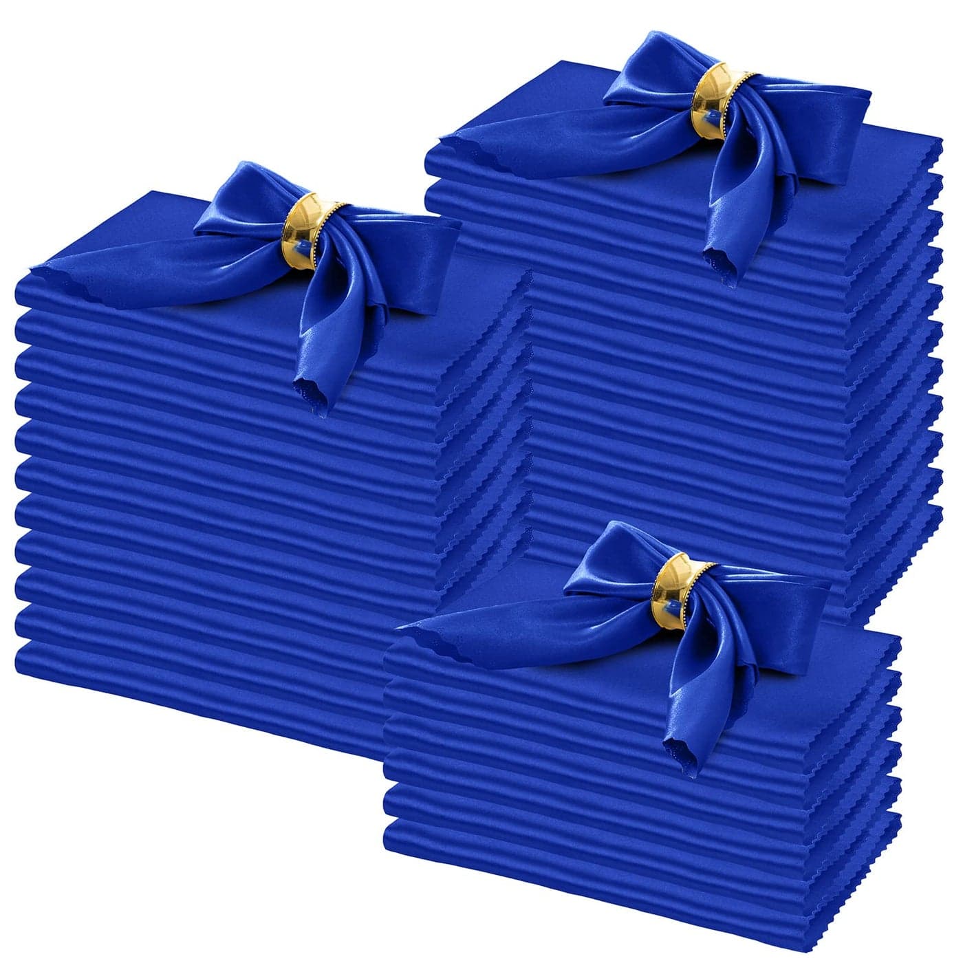 Horbaunal 100 Pack Satin Napkins 20 x 20 Oversized Dinner Napkins with Floral Edges Soft Cloth Napkins for Parties Weddings Events Royal Blue